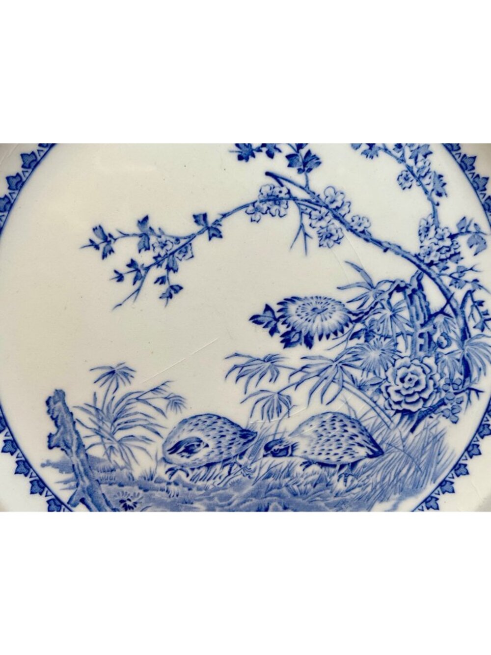 Set of 2 Antique FURNIVALS 1913 Blue Quail 10 1/4" Dinner Plates Round Backstamp - Picture 10 of 16